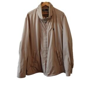 Vintage Polo Ralph Lauren Jacket Mens 3XL Big Tan Full Zip Windbreaker Coat 90s